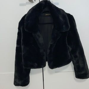 Black fur cropped jacket